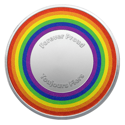 A picture of a 1/2 oz TD Pride Silver Round